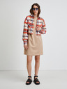 Noisy May Orange und beige kariertes Kurzarmhemd Noisy May Flanny
