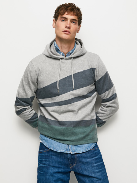 Pepe Jeans Hellgrau gestreifter Herren-Kapuzenpullover Pepe Jeans Phelix