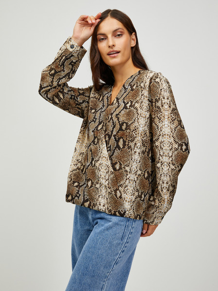 CAMAIEU Braun gemusterte Bluse CAMAIEU