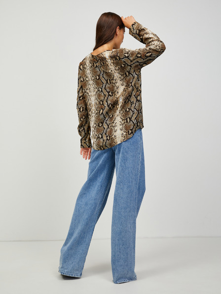 CAMAIEU Braun gemusterte Bluse CAMAIEU