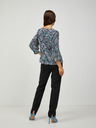 CAMAIEU Weiß und blau gemusterte Bluse mit Dreiviertel-Ärmeln CAMAIEU