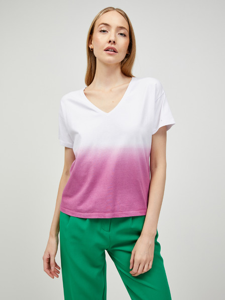Pieces Weißes und rosa T-Shirt Pieces Abba