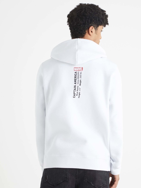 Celio Weißer Celio Captain America Kapuzenpullover für Herren mit Druck