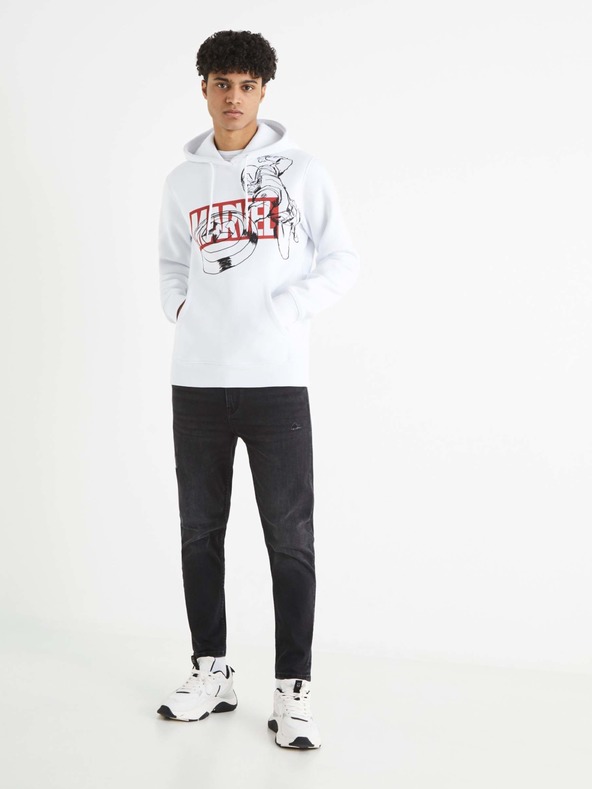 Celio Weißer Celio Captain America Kapuzenpullover für Herren mit Druck