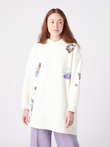 Wrangler Cremefarbener Wrangler Damen-Kapuzenpullover in Übergröße