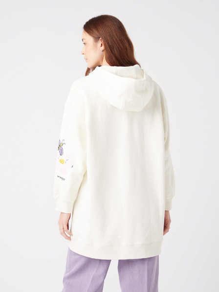 Wrangler Cremefarbener Wrangler Damen-Kapuzenpullover in Übergröße