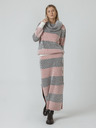 SKFK SKFK Ilaskine grau und rosa gestreifter Wollpullover mit Rippenmuster