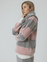 SKFK SKFK Ilaskine grau und rosa gestreifter Wollpullover mit Rippenmuster