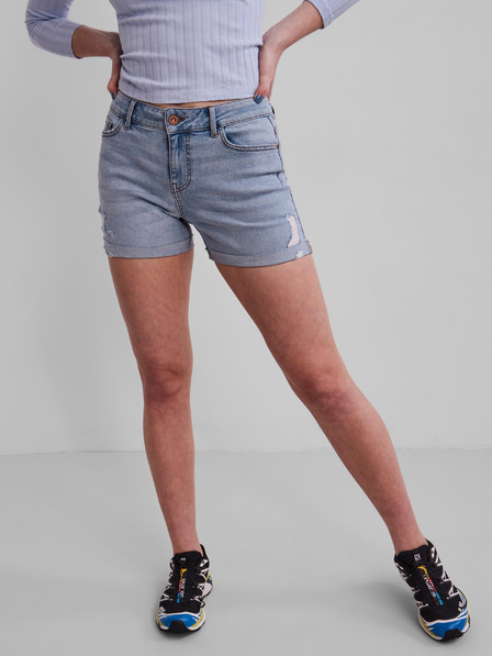 Pieces Hellblaue Denim-Shorts mit Ripp-Effekt Pieces Lisa