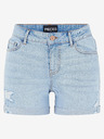 Pieces Hellblaue Denim-Shorts mit Ripp-Effekt Pieces Lisa