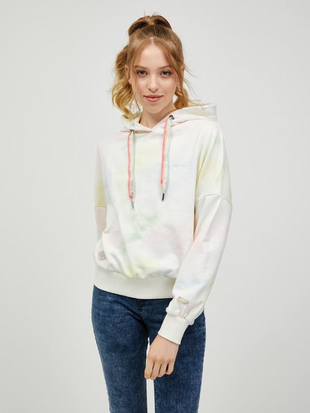 Ragwear Cremefarbener gemusterter Damen-Kapuzenpullover Ragwear Gobby Ombre