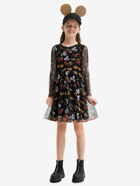 Desigual Schwarzes gemustertes Kleid für Mädchen Desigual Arroyo