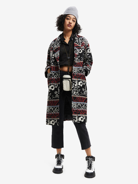 Desigual Schwarzer gemusterter Damenmantel Desigual Dev