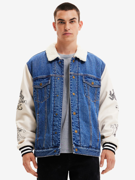 Desigual Weiß-blaue Herren-Jeansjacke Desigual Wolf