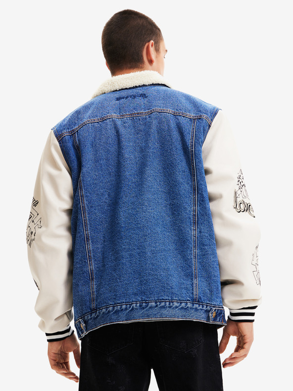 Desigual Weiß-blaue Herren-Jeansjacke Desigual Wolf