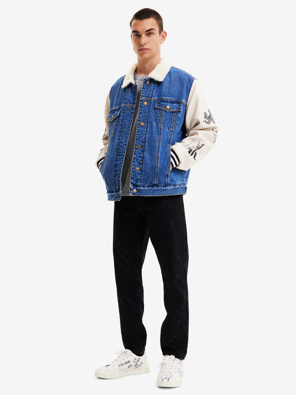 Desigual Weiß-blaue Herren-Jeansjacke Desigual Wolf