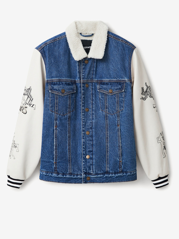 Desigual Weiß-blaue Herren-Jeansjacke Desigual Wolf