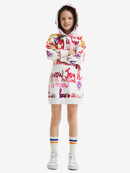 Desigual Desigual Almeda Hellgraues gemustertes Mädchen-Sweatshirt-Kleid