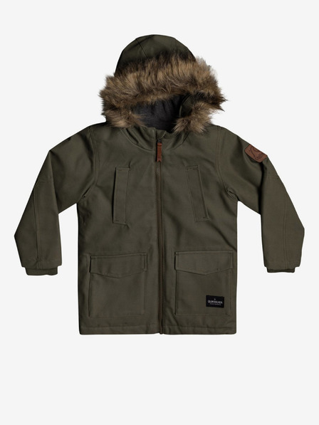 Quiksilver Khakifarbener Jungen-Parka mit Kapuze und Kunstpelz Quiksilver Storm Drop