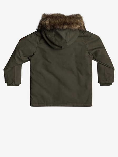 Quiksilver Khakifarbener Jungen-Parka mit Kapuze und Kunstpelz Quiksilver Storm Drop