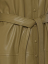 ICHI Khakifarbenes Lederhemdkleid mit Krawatte ICHI
