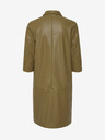 ICHI Khakifarbenes Lederhemdkleid mit Krawatte ICHI