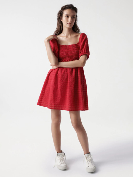 Salsa Jeans Rotes kurzes Kleid mit Ballonärmeln Salsa Jeans Aruba