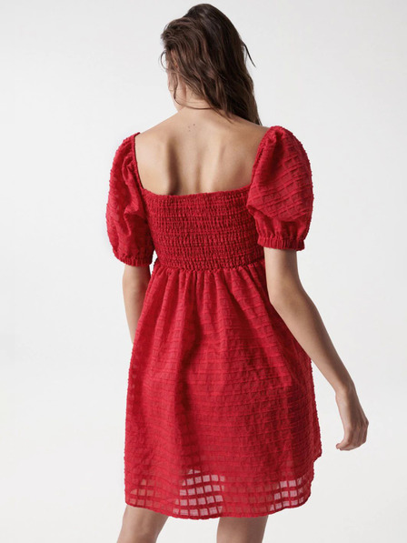 Salsa Jeans Rotes kurzes Kleid mit Ballonärmeln Salsa Jeans Aruba