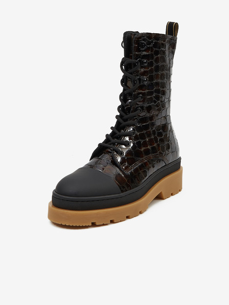 Scotch & Soda Schwarze Damenstiefeletten aus glänzendem Leder Scotch & Soda