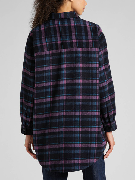 Lee Lee lila und blau kariertes Damenhemd Jacke mit Wollmischung