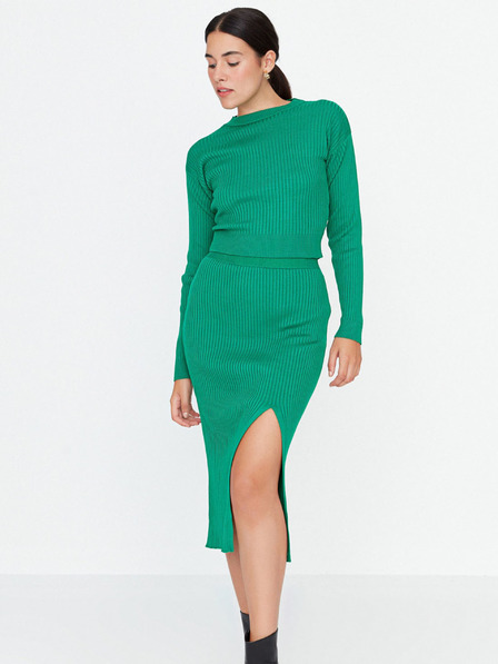 Trendyol Grünes langärmeliges Pullover Rock und Top Set Trendyol