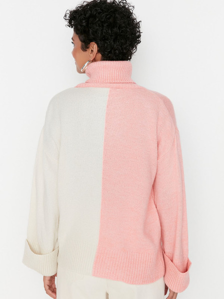 Trendyol Weiß-rosa Damen-Rollkragenpullover Trendyol