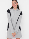 Trendyol Schwarz-grau gestreiftes Sweatshirt-Kleid mit Kapuze Trendyol
