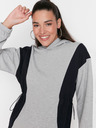 Trendyol Schwarz-grau gestreiftes Sweatshirt-Kleid mit Kapuze Trendyol