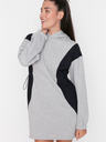 Trendyol Schwarz-grau gestreiftes Sweatshirt-Kleid mit Kapuze Trendyol