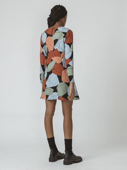 SKFK Ziegelblau gemustertes Kleid SKFK Iraida