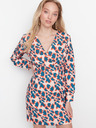 Trendyol Blau und beige gemustertes Kleid Trendyol