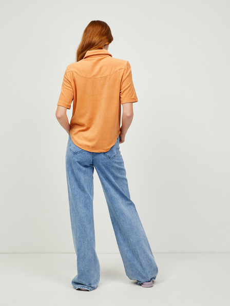 Pieces Orangefarbenes kurzärmeliges Shirt Pieces Teri