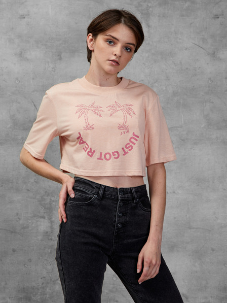 Diesel Diesel apricotfarbenes Damen-Cropped-Shirt