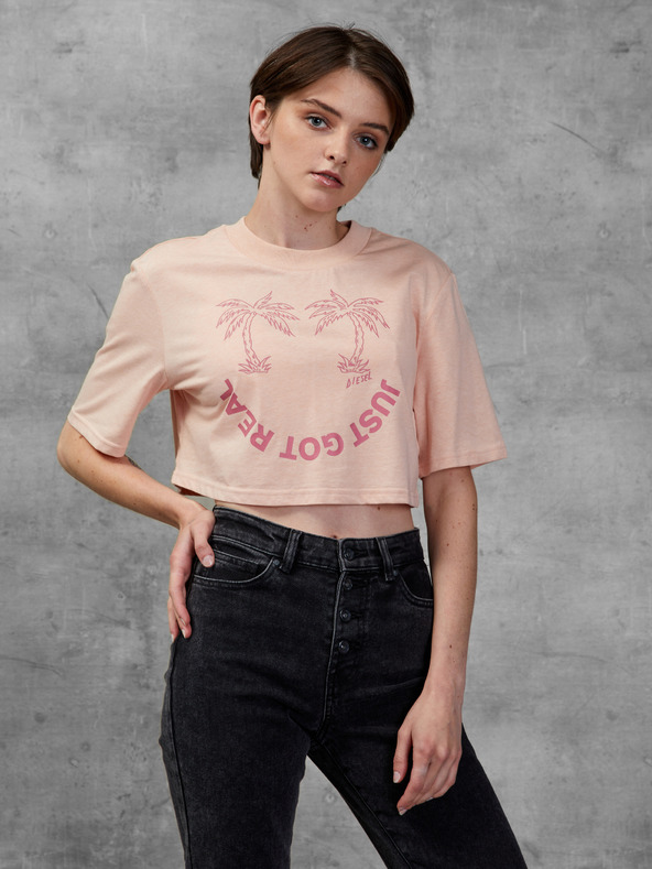 Diesel Diesel apricotfarbenes Damen-Cropped-Shirt