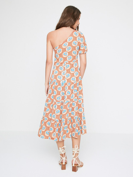 Trendyol Braunes gemustertes Damen Midikleid Trendyol