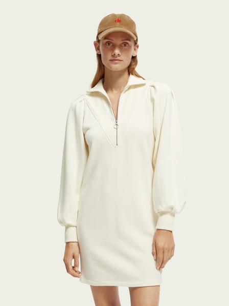 Scotch & Soda Cremefarbenes Damen-Sweatshirt-Kleid mit Ballonärmeln Scotch & Soda