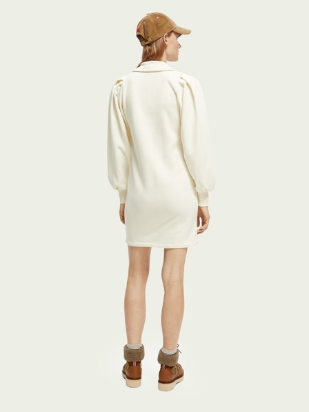 Scotch & Soda Cremefarbenes Damen-Sweatshirt-Kleid mit Ballonärmeln Scotch & Soda