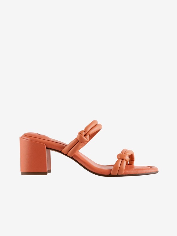 Högl Orangefarbene Damen Lederpantoffeln Högl Grace mit Absatz