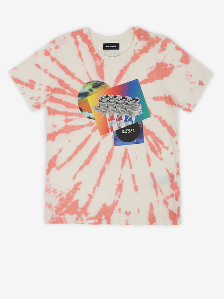 Diesel Rosa und cremefarbenes gemustertes Mädchen-T-Shirt Diesel