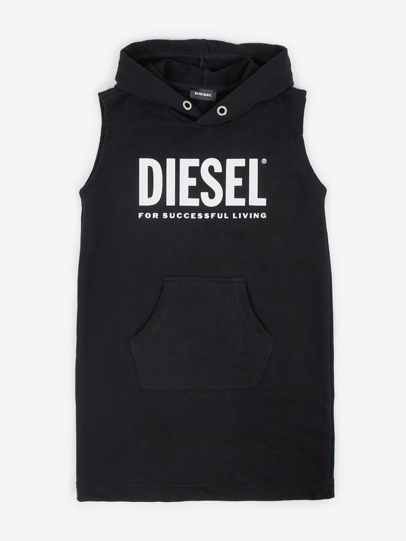 Diesel Schwarzes Mädchen-Kapuzenkleid Diesel