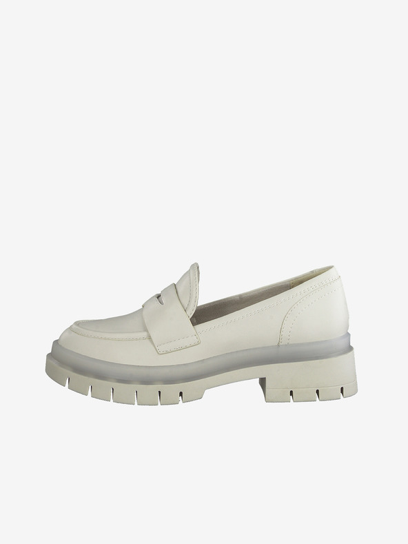 Tamaris Cremefarbene Leder-Slipper Tamaris