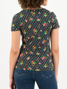 Blutsgeschwister Schwarz gemustertes Damen-T-Shirt Blutsgeschwister Grid of Flowers
