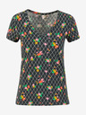 Blutsgeschwister Schwarz gemustertes Damen-T-Shirt Blutsgeschwister Grid of Flowers