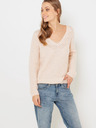 CAMAIEU Cremefarbener Pullover mit V-Ausschnitt CAMAIEU